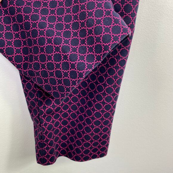 Kenar Navy Blue Pink Printed Cropped Stretch Slim Leg Pants Women's Size 10 - Picture 2 of 7